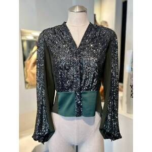 NEW BYRON LARS hustle sequin top in black